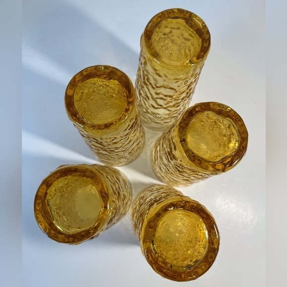 Mid Century Anchor Hocking Milano Lido Honey Gold Pitcher with 5 Glasses - Picture 11 of 12